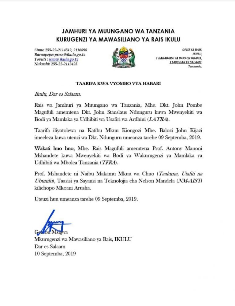 Bodi za LATRA na TFRA zapata Wenyeviti