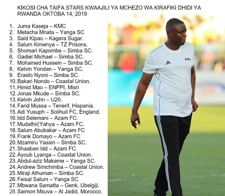 Kikosi cha Stars kitakachomenyana na Rwanda