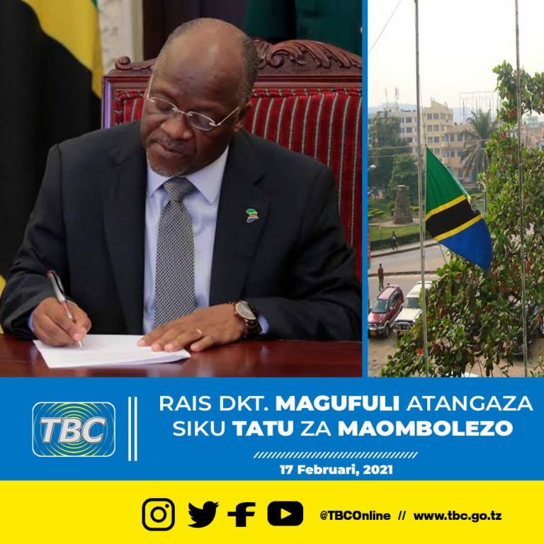 Rais Magufuli atangaza siku tatu za maombolezo