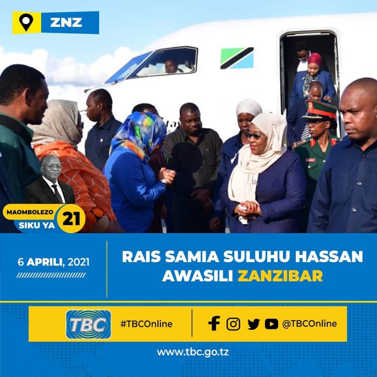 Rais Samia Suluhu Hassan awasili Zanzibar
