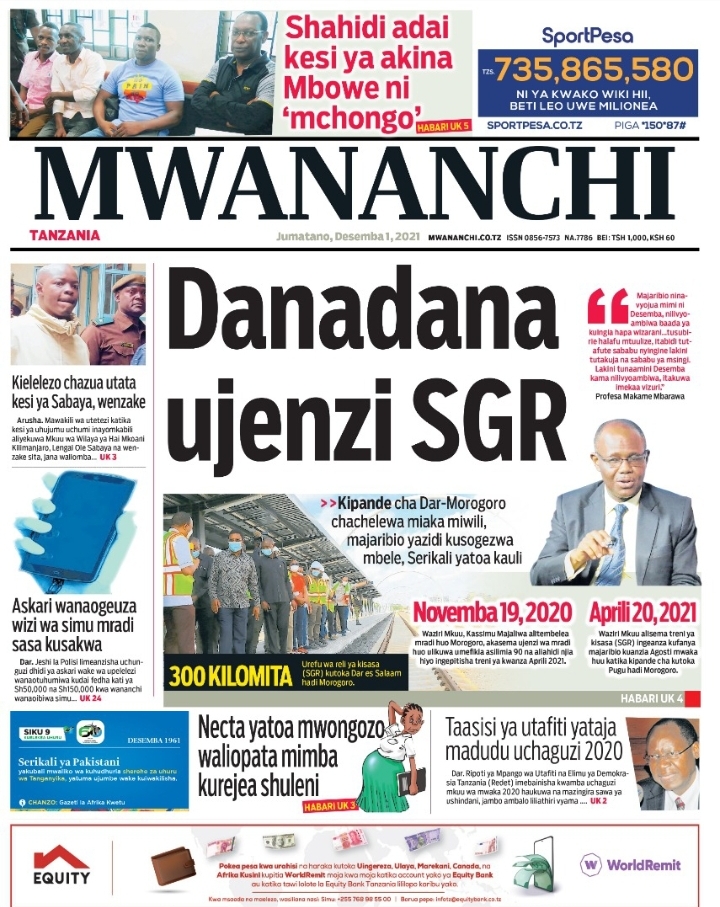 Yaliyomo ndani ya kurasa za magazeti Desemba Mosi, 2021