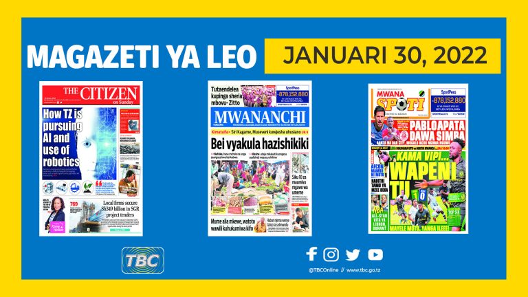 Yaliyomo ndani ya kurasa za magazeti Januari 30, 2022
