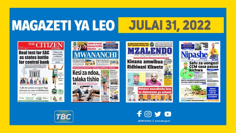 Yaliyomo kwenye kurasa za magazeti ya Julai 31, 2022