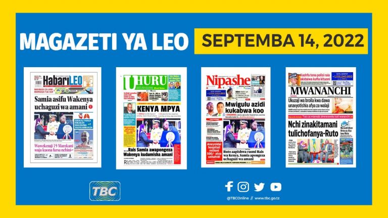 Yaliyomo katika kurasa za magazeti Septemba 14,2022