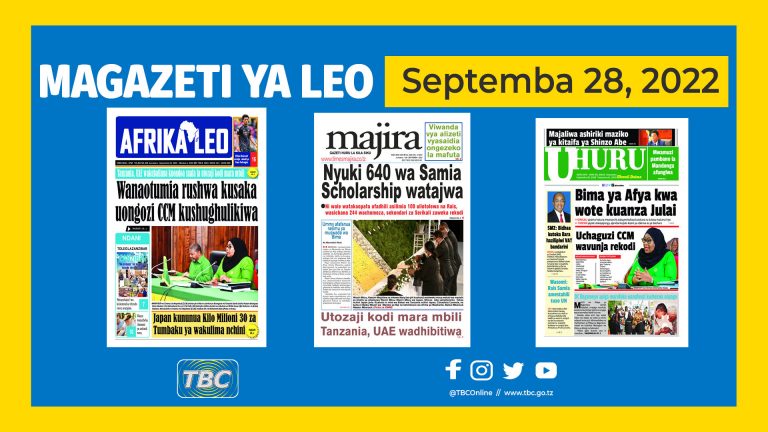 Yaliyomo katika kurasa za magazeti leo Septemba 28, 2022