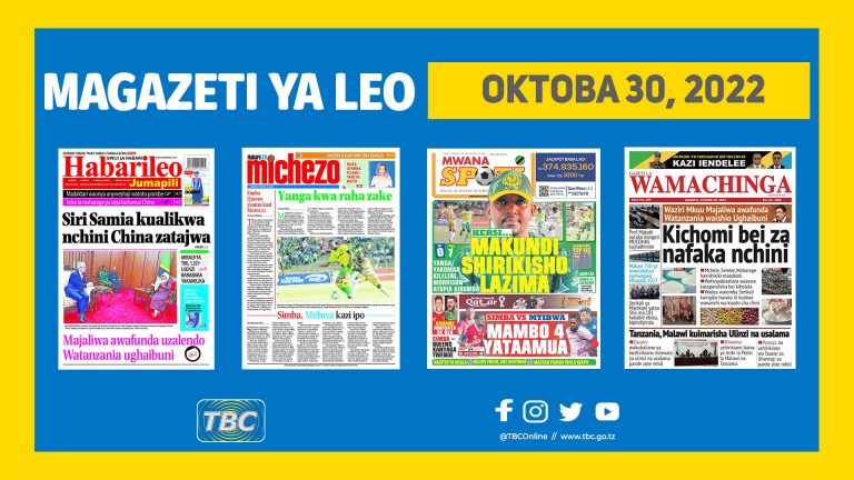 Yaliyomo kwenye kurasa za magazeti ya leo Oktoba 30, 2022