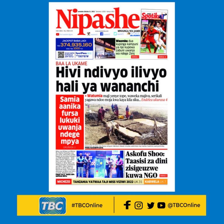 Yaliyomo kwenye kurasa za magazeti ya leo Oktoba 31, 2022