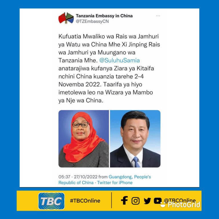 Rais Samia kufanya ziara China