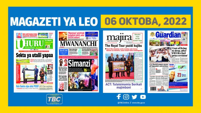 Yaliyomo katika kurasa za magazeti leo Oktoba 06, 2022