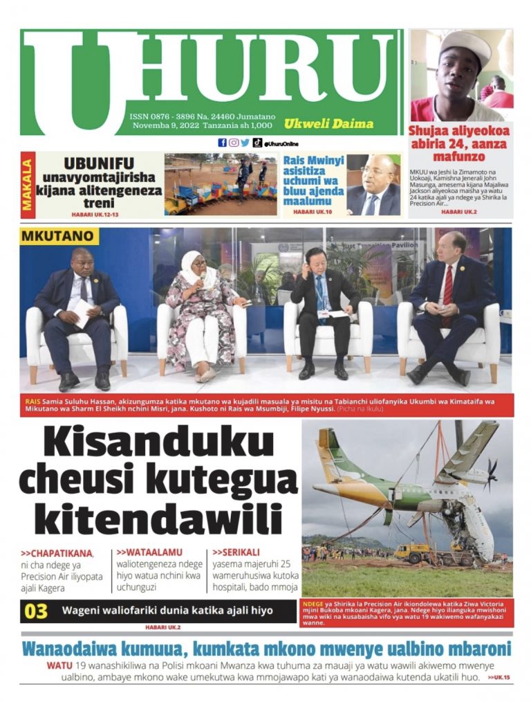 Yaliyomo katika kurasa za magazeti leo Novemba 9, 2022