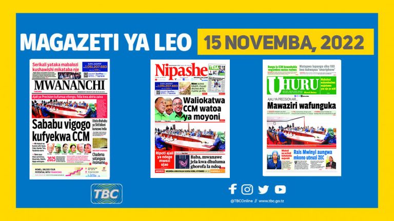 Kurasa za  mbele za magazeti ya leo Novemba 15, 2022