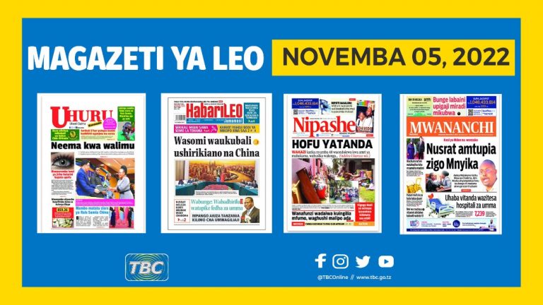 Yaliyomo katika kurasa za magazeti Novemba 05, 2022