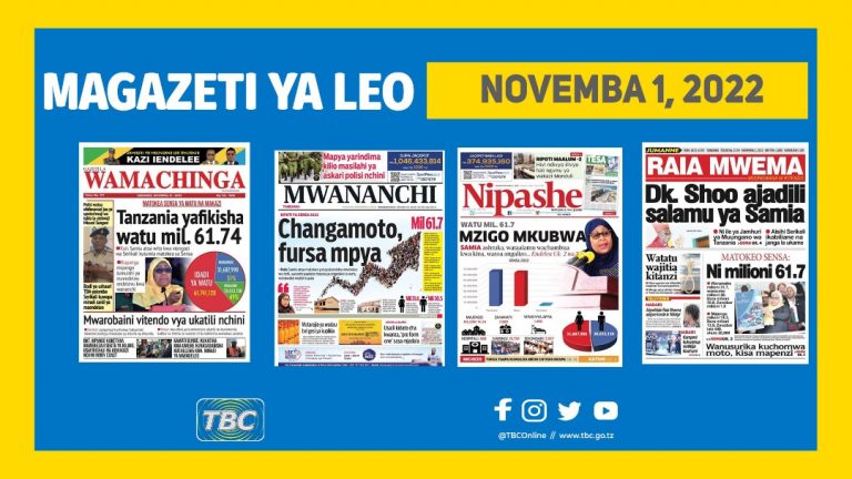 Yaliyomo kwenye kurasa za magazeti ya leo Novemba 1, 2022