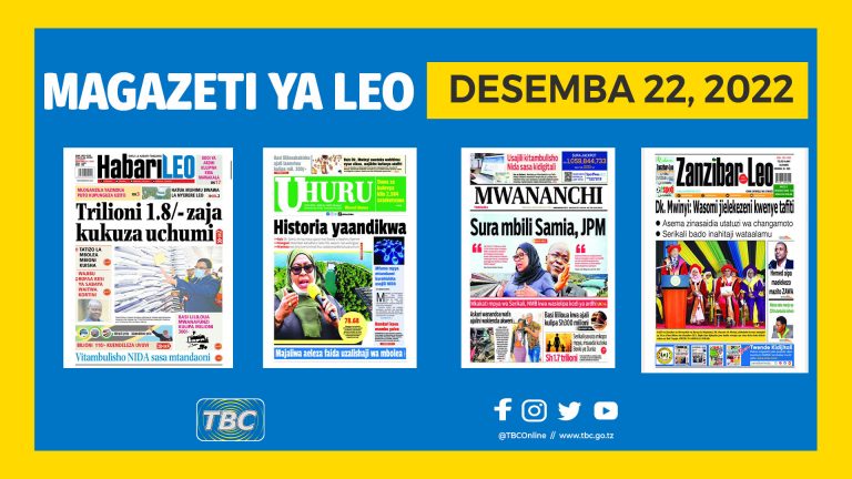 Yaliyomo katika kuraza za magazeti leo Desemba 22, 2022