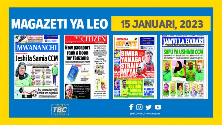 Yaliyomo kwenye kurasa za magazeti ya leo Januari 15, 2023