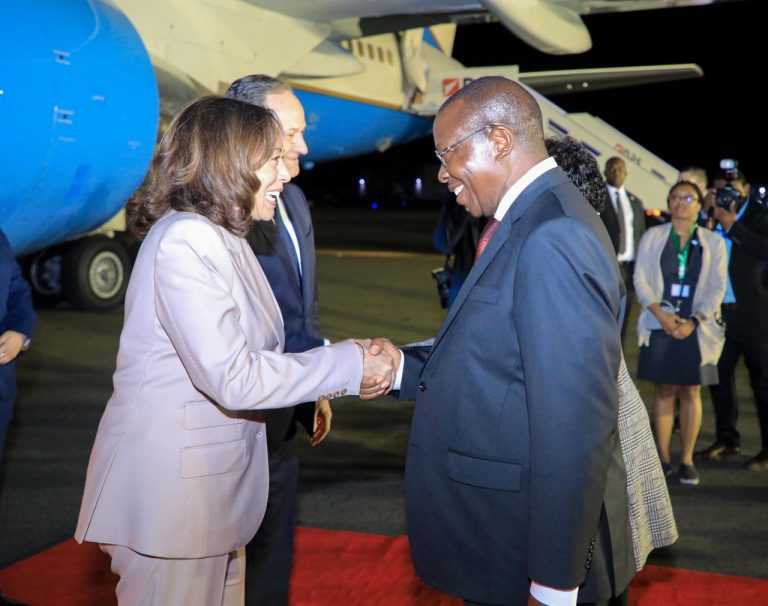 Kamala Harris arrives in Tanzania